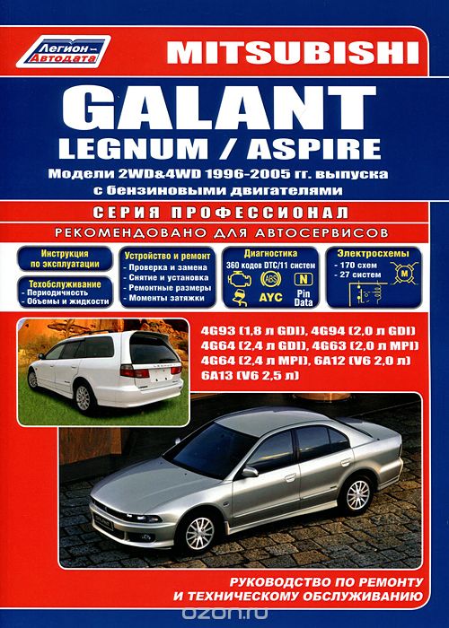 Скачать книгу "Mitsubishi Galant, Legnum / Aspire. Модели 2WD&4WD 1996-2005 гг. выпуска с бензиновыми двигателями. Устройство, техническое обслуживание и ремонт"